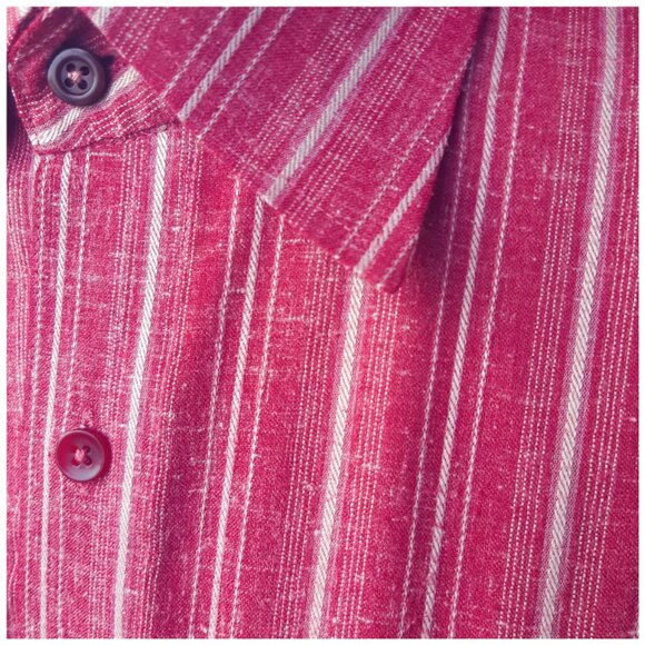 Banjara Dark Red and Taupe Stripe Men's Button Up Shirt - Picture 5 of 8